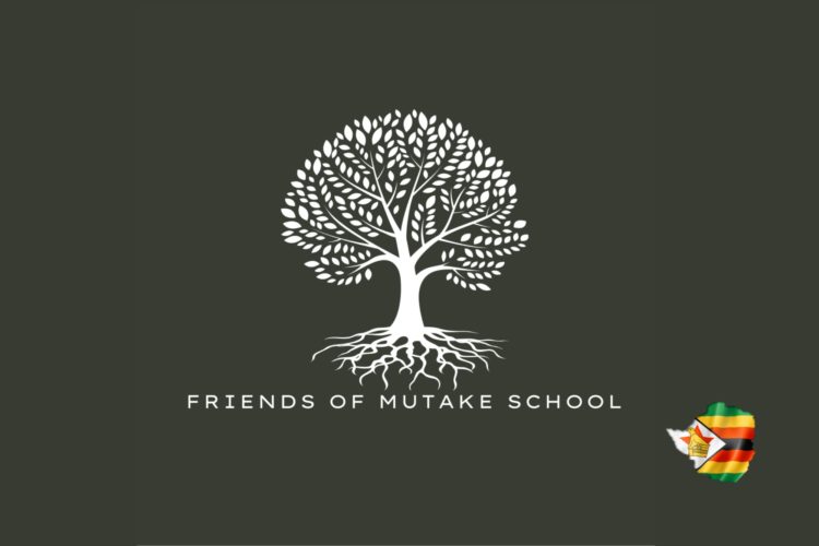logo for the friends of mutake school, a tree over a plan background. there is a Zimbabwe flag in the bottom right corner of the image.