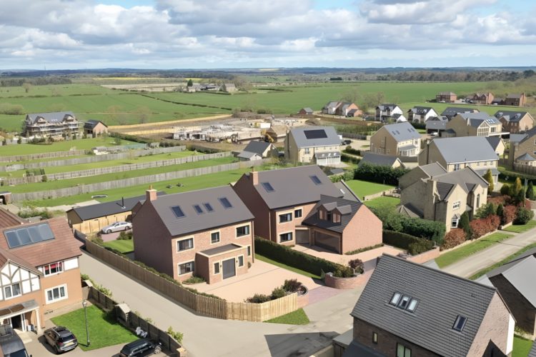 the plots in the centre of the development, surrounded by houses and fields